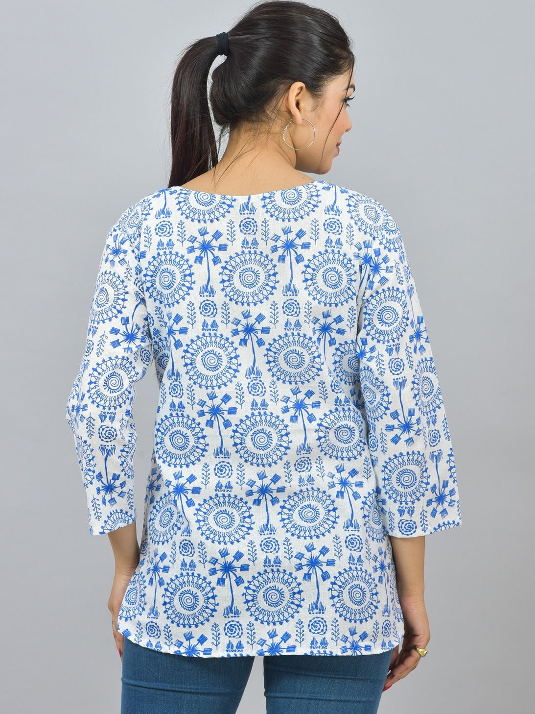 Pack Of 2 Womens Regular Fit Black Vector And Blur Tribal Printed Tops Combo