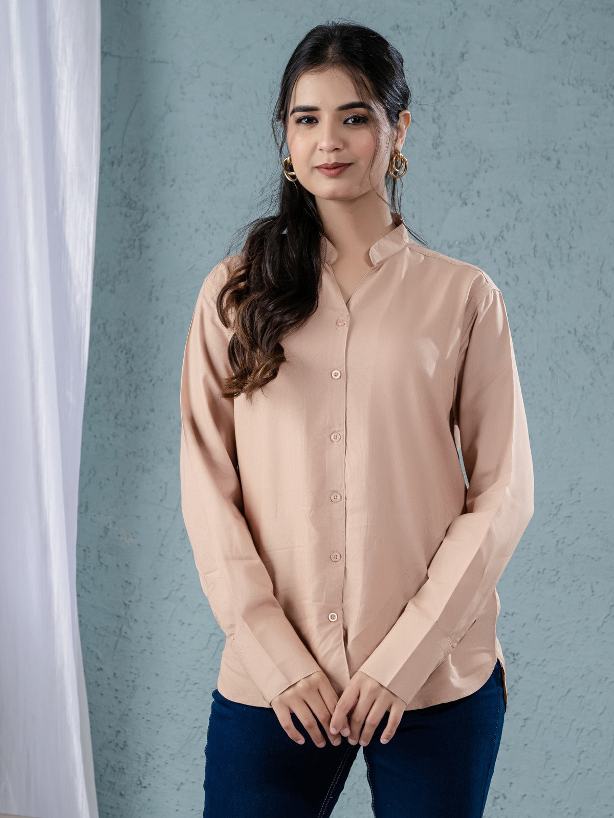 Women Solid Chiku Viscose Shirt