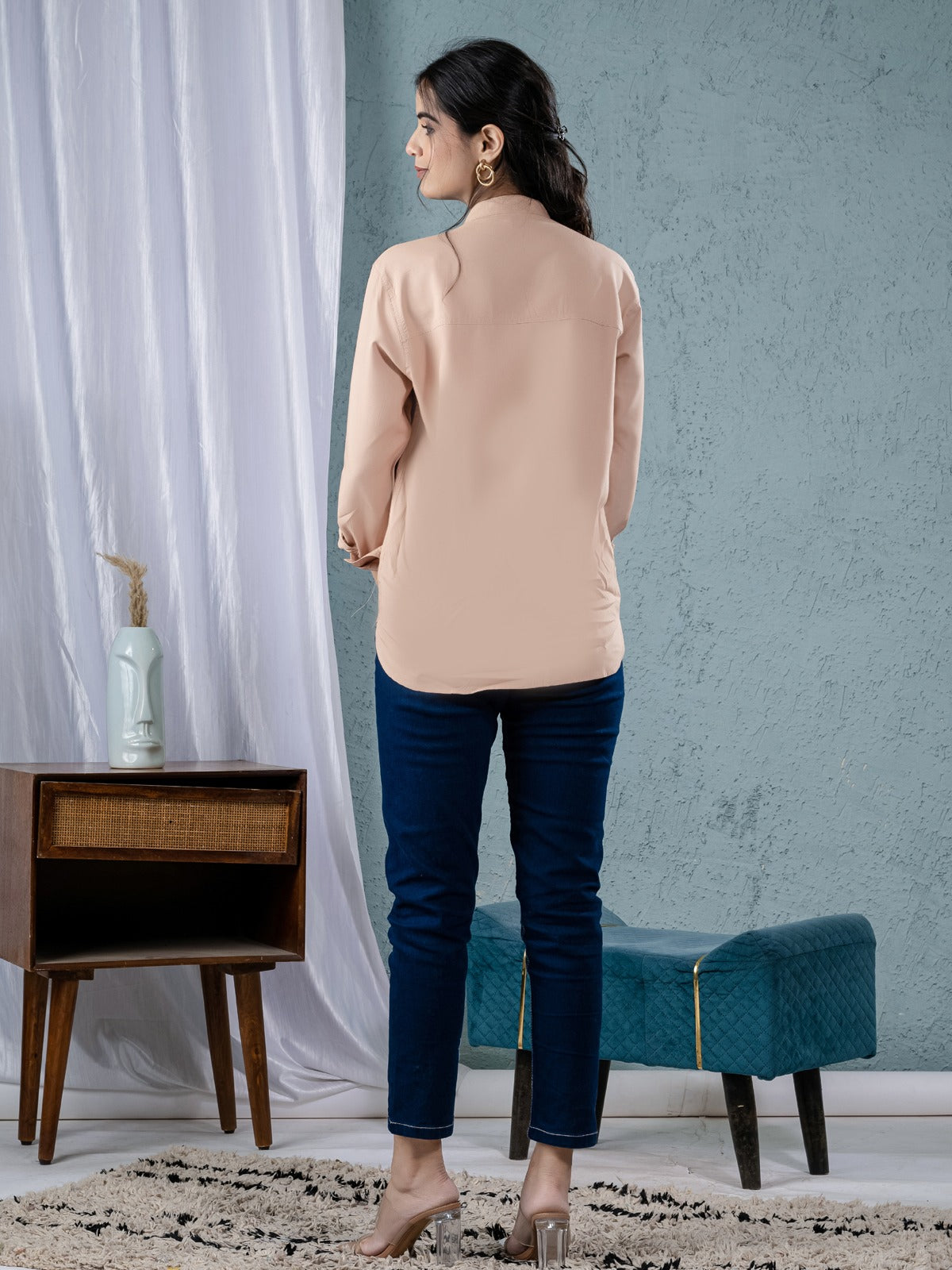 Women Solid Chiku Viscose Shirt