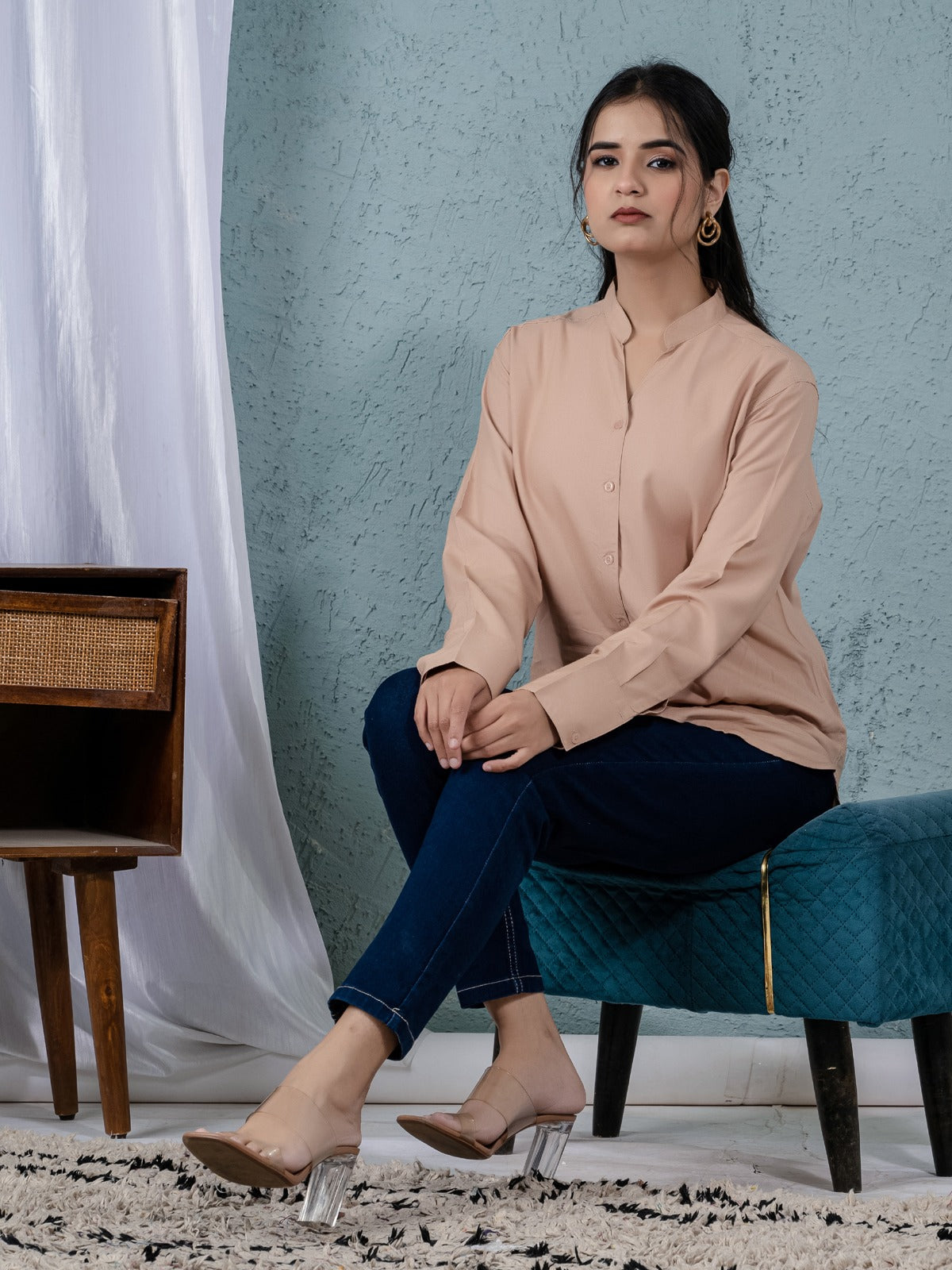 Women Solid Chiku Viscose Shirt