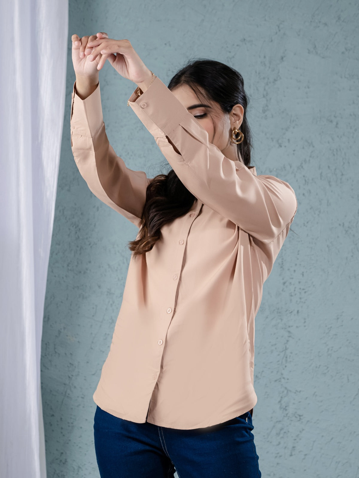 Women Solid Chiku Viscose Shirt