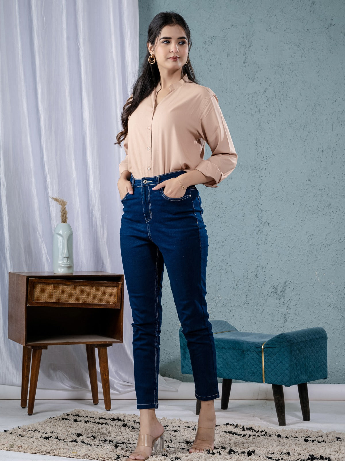 Women Solid Chiku Viscose Shirt