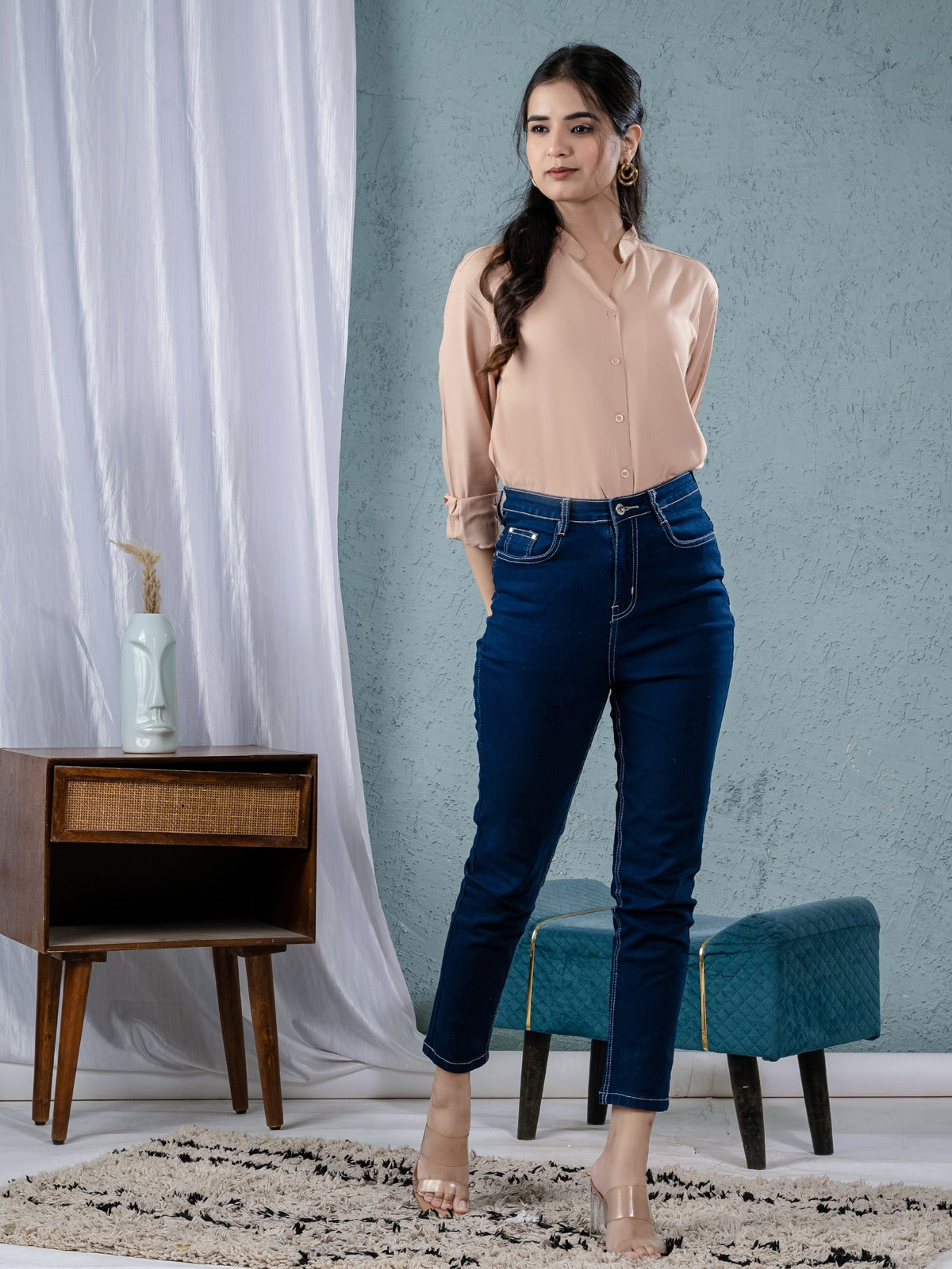 Women Solid Chiku Viscose Shirt