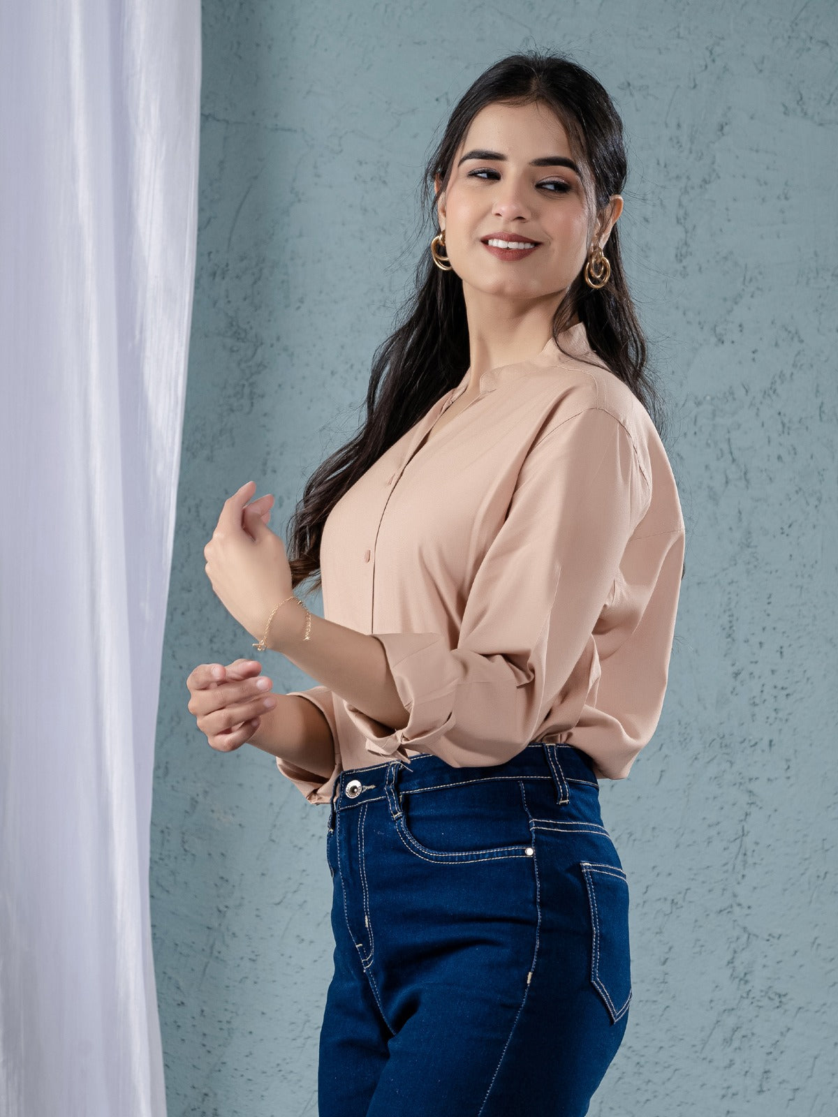 Women Solid Chiku Viscose Shirt