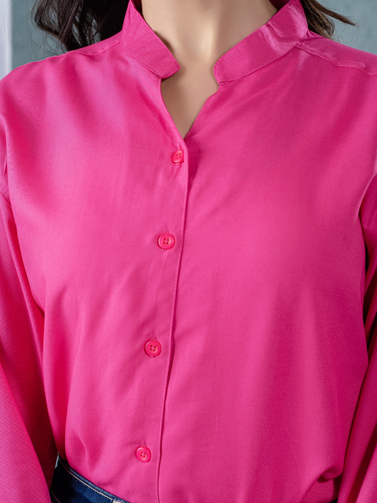 Women Solid Pink Viscose Shirt